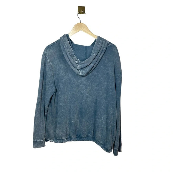 Nordstrom BP Women’s Stonewashed Elastic Hem Drawstring Hoodie in Blue Size 1X - Picture 3 of 9